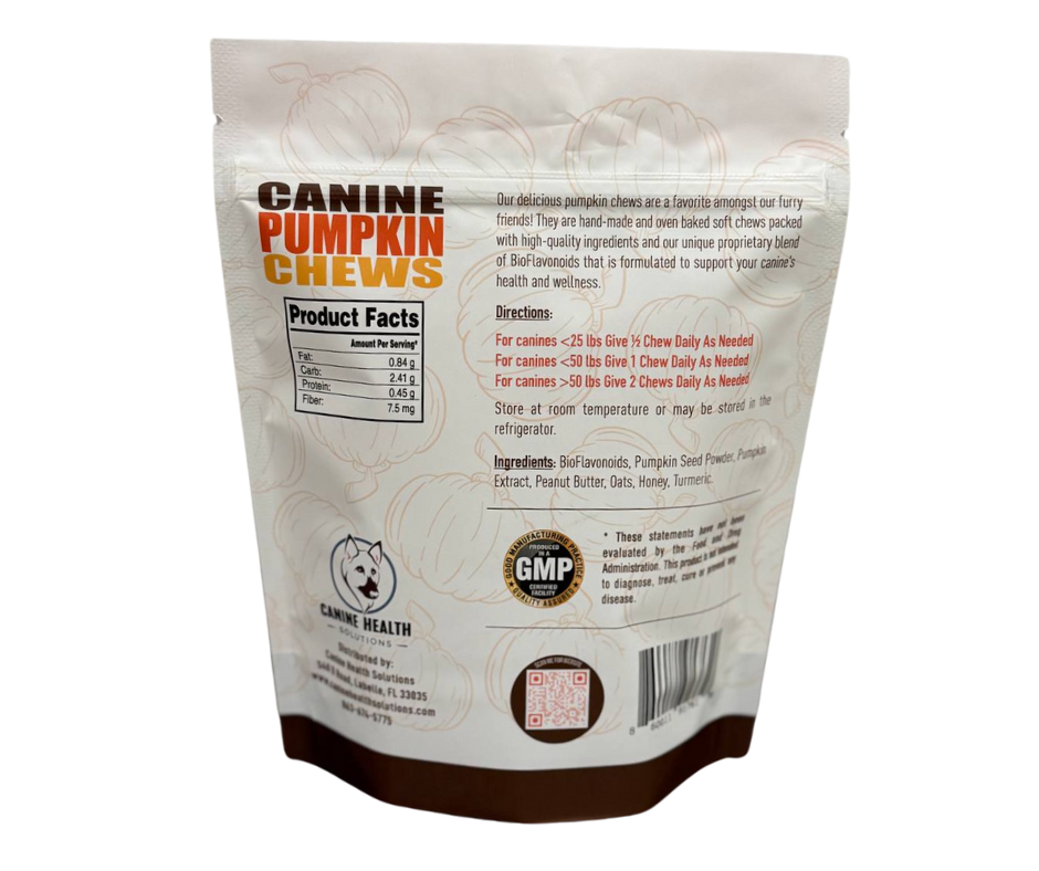 CANINE PUMPKIN CHEWS (10 Chews, 60 Chews)