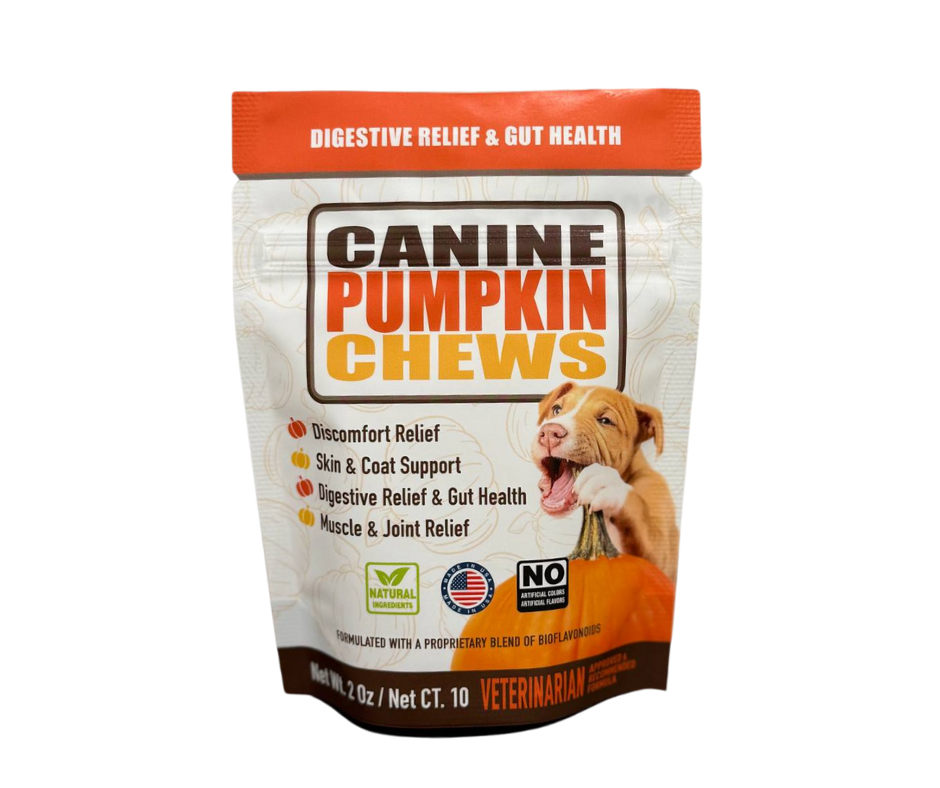 CANINE PUMPKIN CHEWS (10 Chews, 60 Chews)