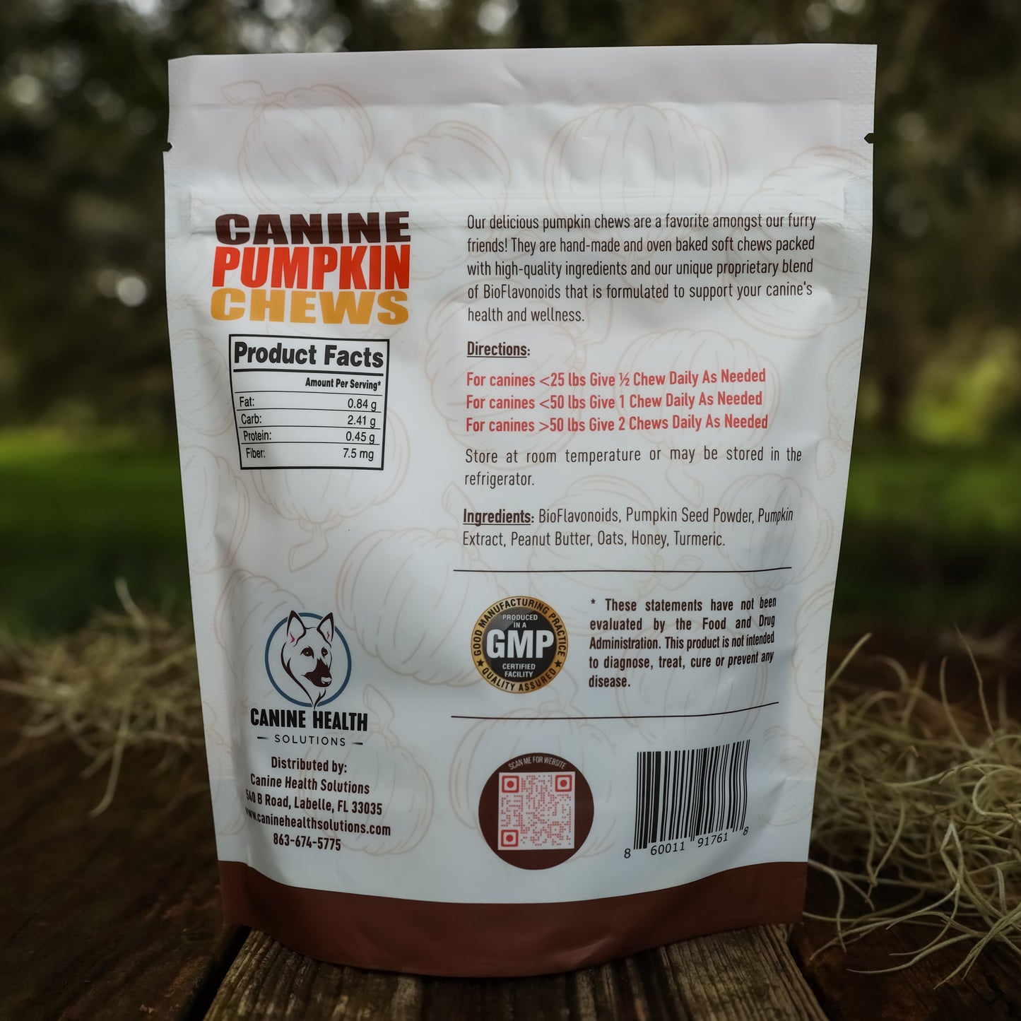 CANINE PUMPKIN CHEWS (10 Chews, 60 Chews)